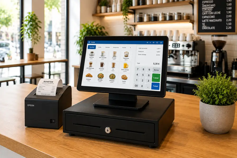 Pack TPV táctil con impresora y cajón portamonedas para negocios